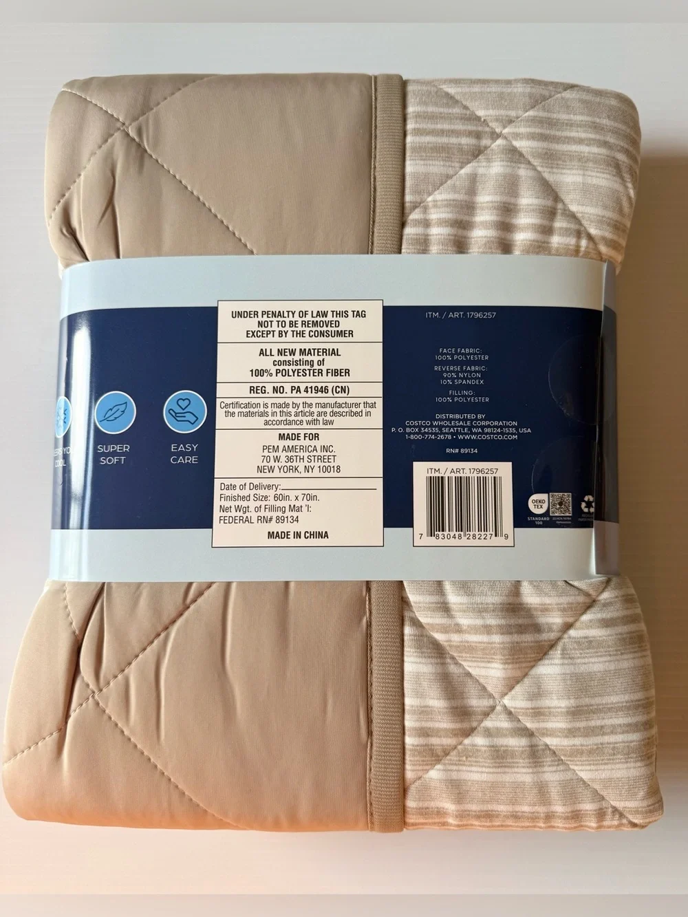 Cooling Throw Blanket 60x70 Beige Striped Reversible Supersoft Lightweight New
